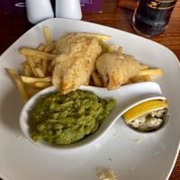 Banana Blossom fish and chips with tartare sauce   at The Stanhill in Oswaldtwistle