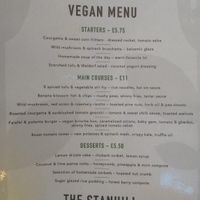 Vegan menu at The Stanhill in Oswaldtwistle