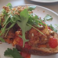 Peanut satay cauliflower on sourdough. #Veganuary at The Early Bird in Birmingham