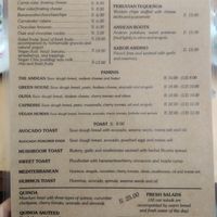 Menu at Cactus Cafe in Cusco