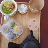 Soya matcha, green tea, mochi - black Sesame yuzu, matcha, red bean at La Maison du Mochi - Turenne in Paris