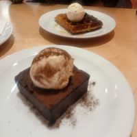 Amazing yam brownie and plantain waffle. at Chuku's in North London