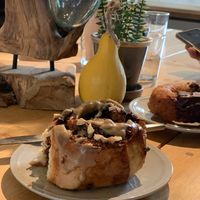 Vegan cinnamon roll and vegan donut at The Pow Bar Cafe in Niseko