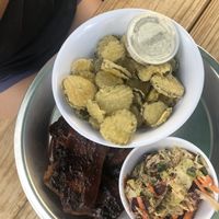 BBQ ribs, fries pickles, coleslaw, and ranch!   at Dirty Lettuce in Portland