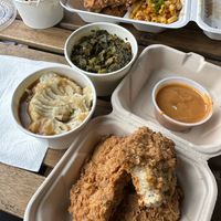 Sides and Mississippi Mud dipping sauce (honey-mustard-like sauce) at Dirty Lettuce in Portland