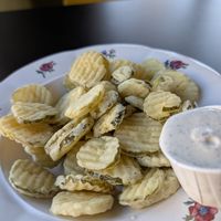 Fried pickles! Yum! at Dirty Lettuce in Portland