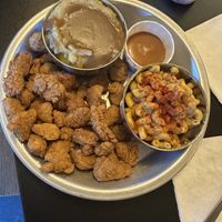 Popcorn chicken with Mac & cheese and mashed potatoes & gravy  at Dirty Lettuce in Portland