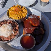 Ribs, Mac and cheese, red beans & rice at Dirty Lettuce in Portland