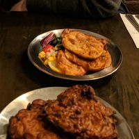 Allowed chips - amazing! Plus onion bhaji great too. at Jinnah Bistro in Shipley