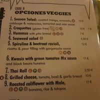 Menu at Raizes in Tarifa