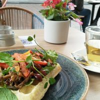 Pulled mushroom waffle with tea at WannaWaffle in Zwolle