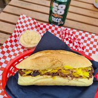 The satay sandwich with dipping sauce at De Vegetarische Toko in The Hague