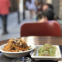 Japchae and mandu / outside table  at La Picnic in Barcelona