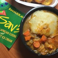 vegan fufu with side of plantains  at Sav's in Lexington