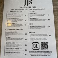Menu   at JJ's Plant Based Eats in Sydney