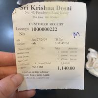   at Sri Krishna Dosai in Kandy