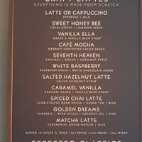 Drink menu at Conscious Cup in Libertyville