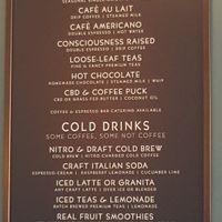 Drink menu at Conscious Cup in Libertyville