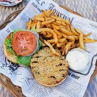 vegan burger at La Diable in Mont-tremblant