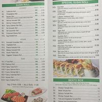 Vegan sushi section from the menu - from facebook at Tang's Asian Cuisine in Wilkes-barre
