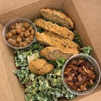 kale caesar salad + crispy seitan at Humble Cafe + Bakery in Lambertville