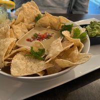 Cashew Queso w/Tortilla Chips + Guac at Box Bar in West Seattle