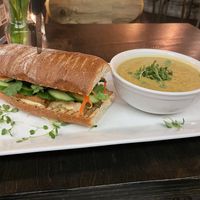 Banh mi and soup  at Box Bar in West Seattle