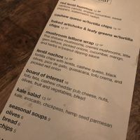 Menu at Box Bar in West Seattle