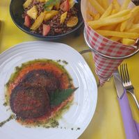 Poke bowl and lentil steak at Aloe Cafe in Bora Bora