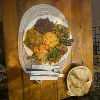 Plate with little bit of everything that was on the menu that day at Hanimeli in Istanbul