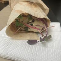 Eggplant with smoked tofu wrap  at Veganuti in Kyiv