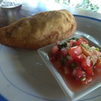 Vegan empanada (fried) at Nature Cafe in Drake Bay
