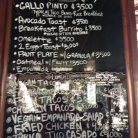 Menu at Nature Cafe in Drake Bay