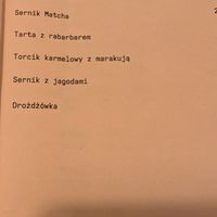 desserts menu at Resort in Warsaw