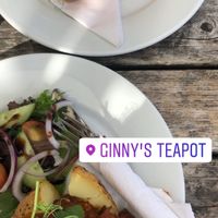Panini and jacket potato  at Ginny's Teapot in Hawkshead
