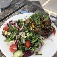 Humous and roasted veg jacket potato   at Ginny's Teapot in Hawkshead