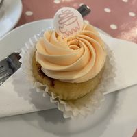 Delicious vegan strawberry cupcake  at Ginny's Teapot in Hawkshead