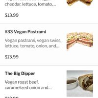 Vegan menu  at Oak House Deli in Royal Oak