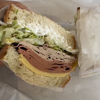 Vegan club (subbed corn beef for ham as they were out of CB)  at Oak House Deli in Royal Oak
