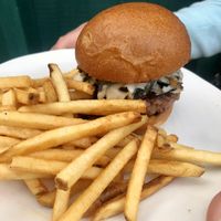 Burger with veganzola .  at Peachy Goat in South East London