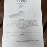 Menu today - Aug 22  at Peachy Goat in South East London