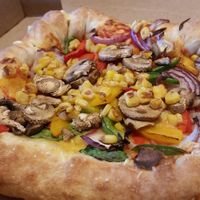 Square cheese filled crust topped with veggies pizza at Pizza Hut - Cardiff Bay Retail Park in Cardiff