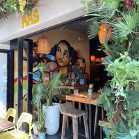 Outdoor patio at Ras Plant Based in Brooklyn