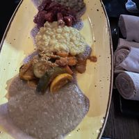 My pictures disn’t turn oit great, was concentrating dinner. This is one of the combos, in real life looks much better. at Ras Plant Based in Brooklyn