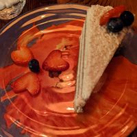 Coconut leche cake at Ras Plant Based in Brooklyn