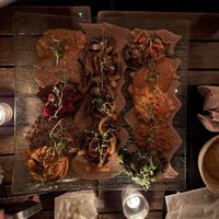 2 platters and the mushroom tibs  at Ras Plant Based in Brooklyn