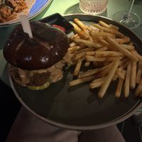 Mushroom chick’n burger  at Ras Plant Based in Brooklyn