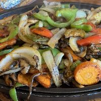 Fijitas Vegetarianas: made vegan with side of black beans, & no cheese/sour cream.   at Plaza Azteca in North Chesterfield