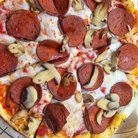 Vegan pepperoni & mushroom at Rapid Fired Pizza  in Fairfield