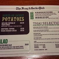 Vegan menu  at The Frog and Gecko Pub in Koh Samui